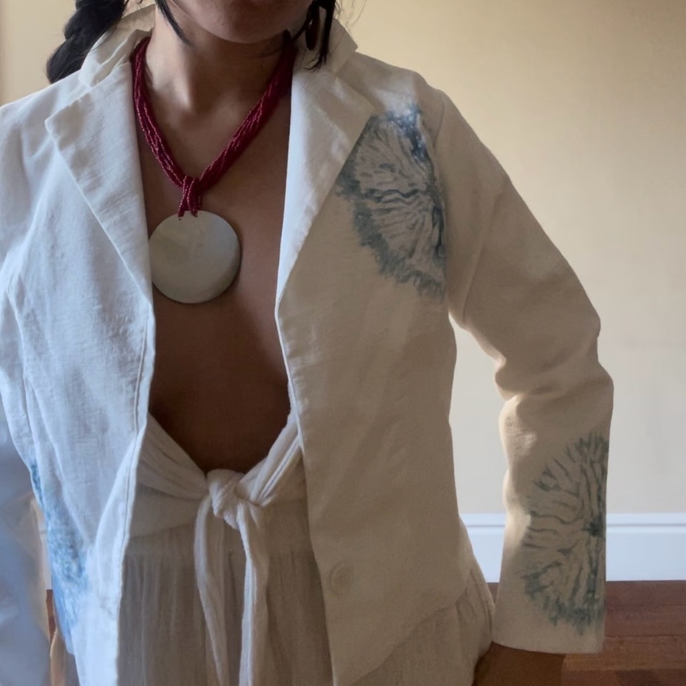 White and Blue Women's Blazer